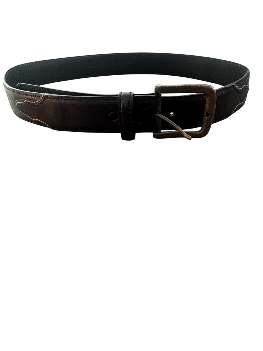 Black genuine leather western rodeo festival classic belt 1.5 inch size 38